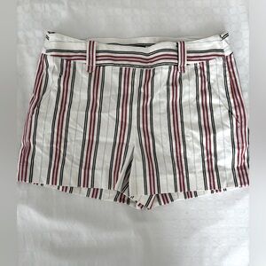 Ann Taylor LOFT Womens Shorts Size 4 Blue Red Black Stripe Flat Front Side Zip